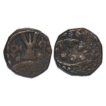 Hyderabad Feudatories Shorapur, Copper Paisa, 6.55g, Bahiri Raja, fire alter flanked by co