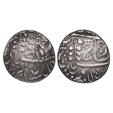 Jodhpur, Silver Rupee, 10.99g, Umaid Singh, INO George V, Error Mule dies, Obv: Persian le