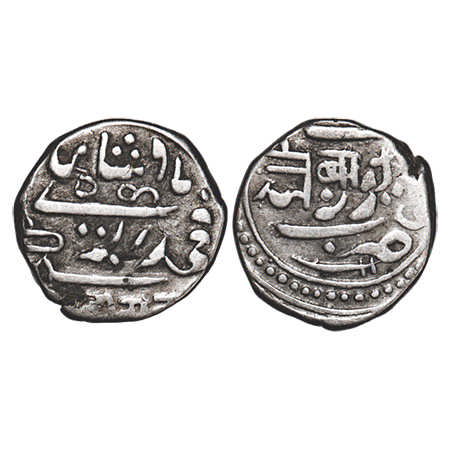 Junagadh , Silver ½ Kori, 2.29g, Bahadur Khan (AH 1226-1256/1868-1897 VS), INO Muhammad Ak