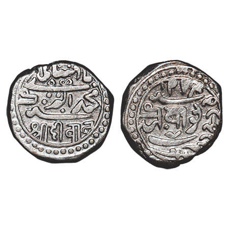 Junagadh , Silver Kori, 4.51g, Bahadur Khan (AH 1226-1256/1868-1897 VS), INO Muhammad Akba