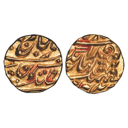 Kishangarh, Gold Mohur, 10.91g, Anonymous Hammered Coinage, INO George V, 2(4) RY, Jhar on