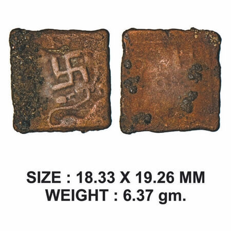 Satavahanas, Siri Satakarni, Nasik Region, Lion type, Copper, 6.37g, Obv: Lion walking to 