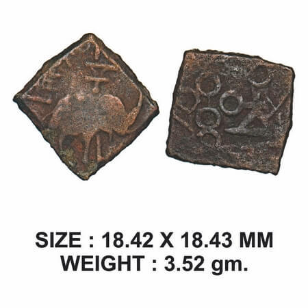 Satavahanas, Siri Satakarni, Nasik Region, Elephant type, Copper Unit, 3.52g, Obv: Elephan