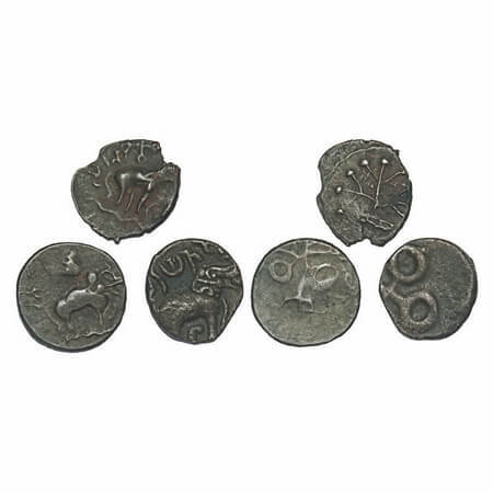 Satavahanas, Siri Satakarni & Yajna Satakarni, Potin Unit (3 coin), Nasik & Tarhala type, 