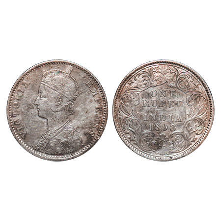 Victoria Empress, Silver, Rupee, 1898, Calcutta Mint, C3/I(i), 'C' Incused. F. Prid # 137.
