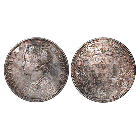 Victoria Empress, Silver, Rupee, 1901, Bombay Mint, A3(i)/I(ii), 'B' Incused. F. Prid # Un