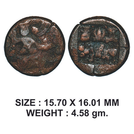 Panchala of Ahichhatra Dynasty, Indramitra, Copper, 4.58g, Obv: God Indra standing on a pe