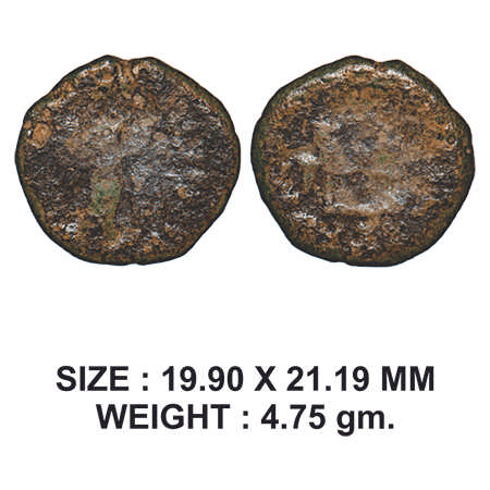 Kshatrapa Dynasty, Abhiraka (c. 100 AD), Copper Unit, 4.75g, Obv: Traces of winged nike st