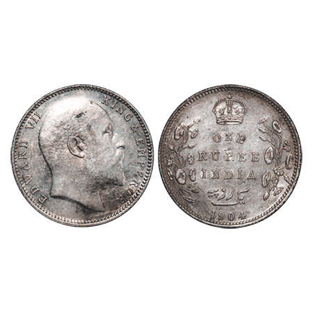 Edward VII, Silver, Rupee, 1904, Bombay Mint, 'B' incused and dot, Five Diamonds and botto
