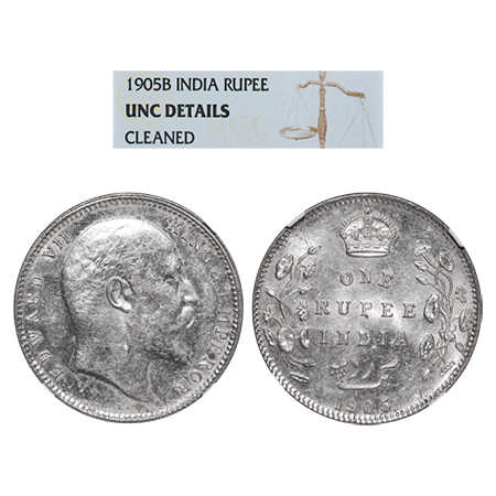 Edward VII, Silver, Rupee, 1905, Bombay Mint, 'B' incused and dot, Top stroke of numeral 5