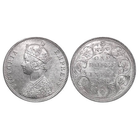 Victoria Empress, Silver, Rupee, 1885, Bombay Mint, A3/II(i), 'B' raised, Top stroke of nu