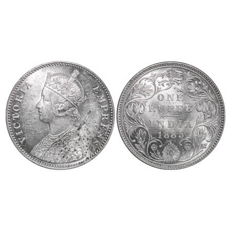 Victoria Empress, Silver, Rupee, 1885, Bombay Mint, A3/II(i), 'B' raised, Top stroke of nu
