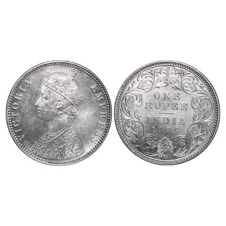 Victoria Empress, Silver, Rupee, 1889, Bombay Mint, C2/I, 'B' incused. F. Prid 177. GK 564
