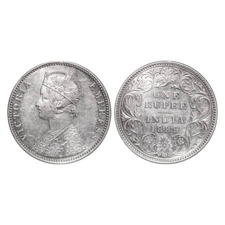 Victoria Empress, Silver, Rupee, 1889, Bombay Mint, C2/I, 'B' incused. F. Prid 177. GK 564