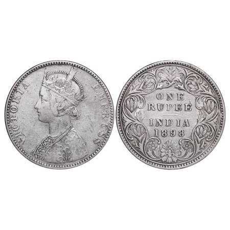Victoria Empress, Silver, Rupee, 1898, Bombay Mint, C2/I(i), 'B' incused. F. Prid 184. GK 