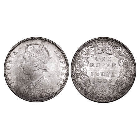 Victoria Empress, Silver, Rupee, 1898, Bombay Mint, C2/I(ii), 'B' incused. F. Prid 184. GK