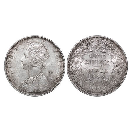 Victoria Empress, Silver, Rupee, 1898, Bombay Mint, C2/I(ii), 'B' incused. F. Prid 184. GK