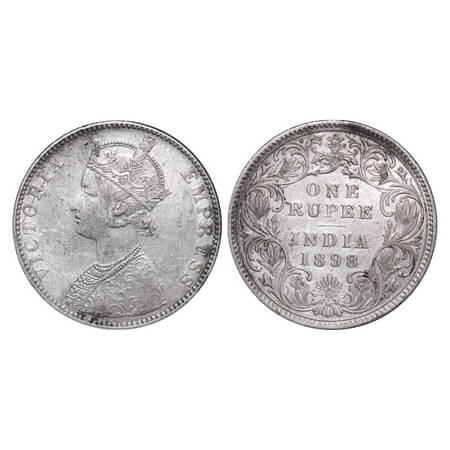 Victoria Empress, Silver, Rupee, 1898, Bombay Mint, C2/I(ii), 'B' incused. F. Prid 184. GK