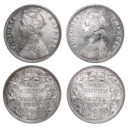 Victoria Empress, Silver, Rupee, (2 coins), 1900, 1901, Bombay Mint, A3(i)/I(ii), 'B' incu