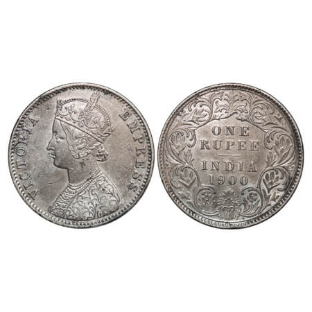 Victoria Empress, Silver, Rupee, 1900, Calcutta Mint, C3/I(i), 'C' incused. F. Prid 138. G