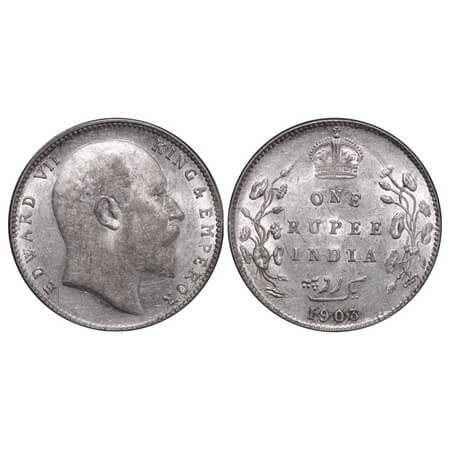 Edward VII, Silver, Rupee, 1903, Bombay Mint, 'B' incused and dot. F. Prid 199. GK 926. Ex