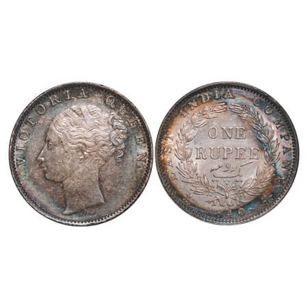 Victoria Queen, Silver, Rupee, 1840, CL, Madras Mint, D/VII, 'S' incused, English Head wit