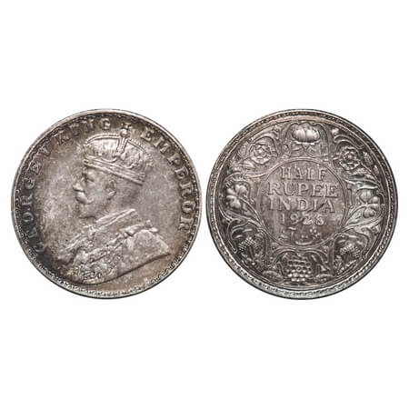 George V, Silver, Half Rupee, 1928, Bombay Mint, Dot. F. Prid 349. GK 1070. Uncirculated, 