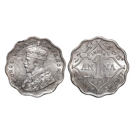 George V, Copper-Nickel, 1 Anna, 1930, Calcutta mint, No dot. F. Prid 936. GK 1163. Brilli