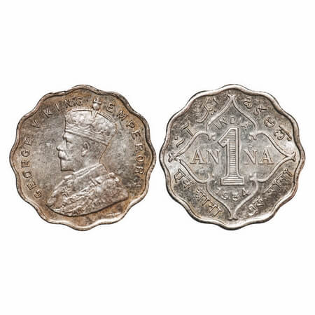 George V, Copper-Nickel, 1 Anna, 1934, Calcutta Mint, No dot. F. Prid 938. GK 1165. Uncirc