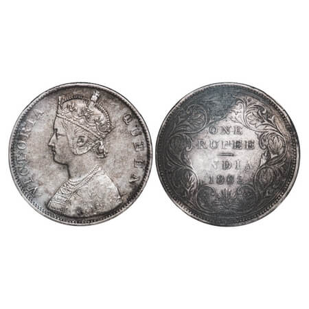 Victoria Queen, Silver, Rupee, 1862, Bombay Mint, B/II/1/0. F. Prid 69. GK 286 (first coin