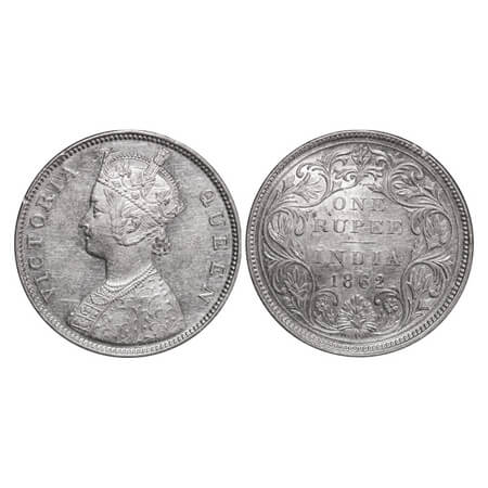 Victoria Queen, Silver, Rupee, 1862, Bombay Mint, B/II/2/0. F. Prid 71. GK 287. Almost Unc