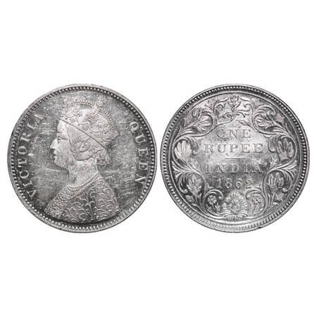 Victoria Queen, Silver, Rupee, 1862, Bombay Mint, A/II/0/7, w/o intial 'J'. F. Prid 87. GK