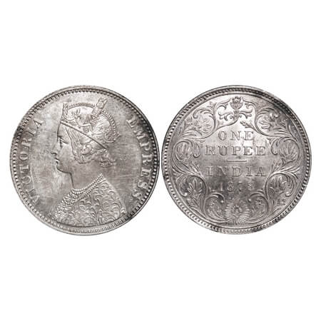 Victoria Empress, Silver, Rupee, 1878, Bombay Mint, A3/II(i), Dot. F. Prid 151. GK 451. Un