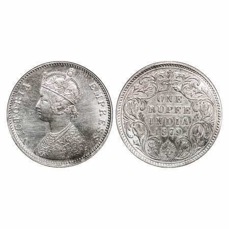Victoria Empress, Silver, Rupee, 1879, Bombay Mint, A3/II(iv), Dot. F. Prid Unlisted. GK 4
