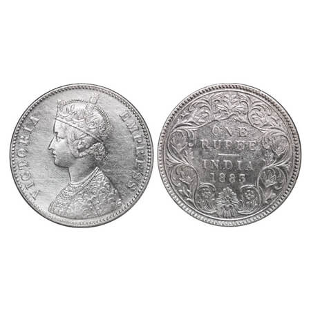 Victoria Empress, Silver, Rupee, 1883, Bombay Mint, A3/I, 'B' raised. F. Prid 164. GK 482.
