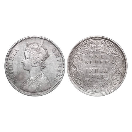 Victoria Empress, Silver, Rupee, 1883, Calcutta Mint, A1/I, 'C' incused. F. Prid 122. GK 4