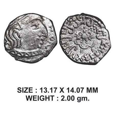 Guptas, Chandragupta II, Silver Drachma, (380-415 CE), 2.00g, Obv: Bust of King, Date behi