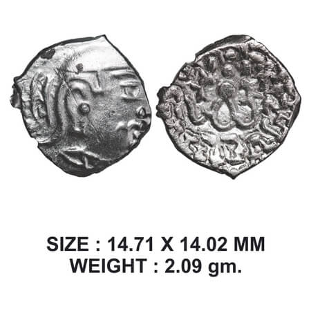 Guptas, Kumaragupta I (AD 414-455), Silver Drachma, Garuda type, 2.09g, Obv: Portrait of t
