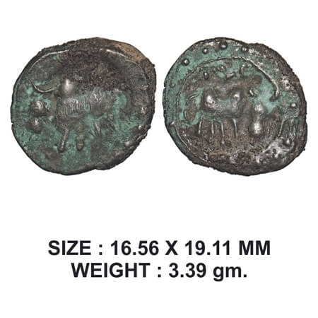 Post-Vakataka (c. 450-600 AD), Khandesh Region, Potin Unit, 3.39g, Vishnukundin type, Obv: