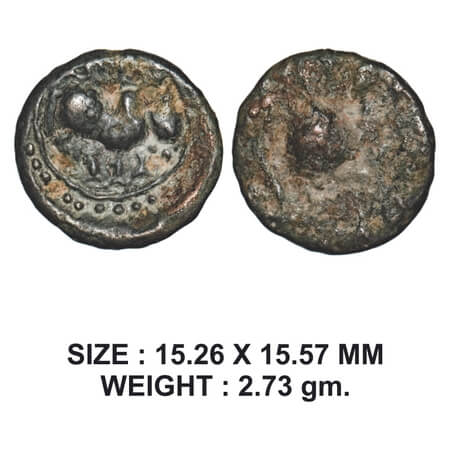 Post-Vakataka (c. 450-600 AD), Khandesh Region, Potin Unit, 2.73g, Vishnukundin type, Obv: