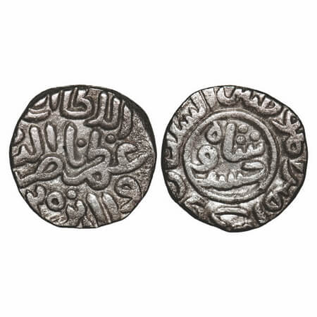 Delhi Sultanate, Billon, 3.50g (Two Gani), Nasir al Din Khusru (AH 720 / 1320 AD), AH (7)2
