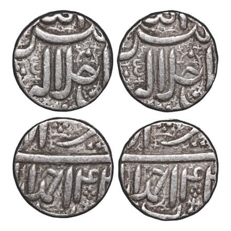 Akbar, Silver Rupee (2 Coins), 11.36 & 11.38g, Ahmadabad Mint, Ilahi month 'Tir', 42 RY. K