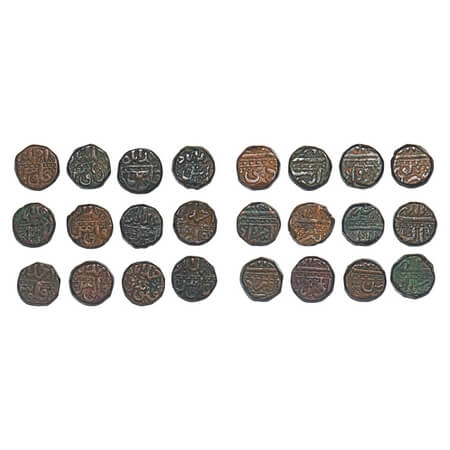 Akbar, Copper Dam (12 Coins), Set of 12 Different Ilahi months, Ahmadabad Mint, Farwardin,