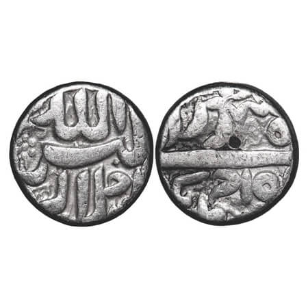 Akbar, Silver Rupee, 11.21g, Ahmadnagar Mint, Ilahi type, Month 'Sharewar', 5x RY, additio