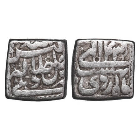 Akbar, Silver Square Rupee, 11.32g, Delhi Mint, Ilahi Month 'Ardibihisht', 43 RY. KM 88.2.