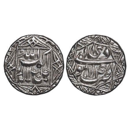 Akbar, Silver ½ Rupee, 5.71g, Lahore Mint, Ilahi type, Month 'Di', Year 48. A.Liddle S-69 