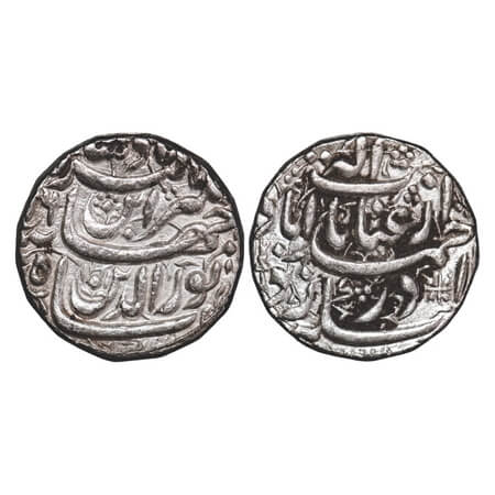Jahangir, Silver Rupee, 11.40g, Ahmadabad Mint, 16 RY, Inayat Couplet. KM 149.4. About Ext