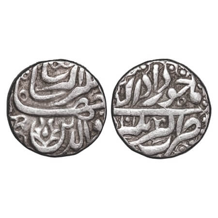 Jahangir, Silver Rupee, 11.36g, Akbarnagar Mint, 10 RY, ilahi 'Khurdad', within ornamental