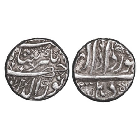 Jahangir, Silver Rupee, 11.39g, Delhi Mint, Month 'Khurdad', flowers added on obverse. KM 