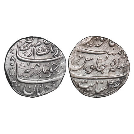 Aurangzeb, Silver Rupee, 11.52g, Kanbayat (Khambayat) Mint, broad flan, complete mint seen